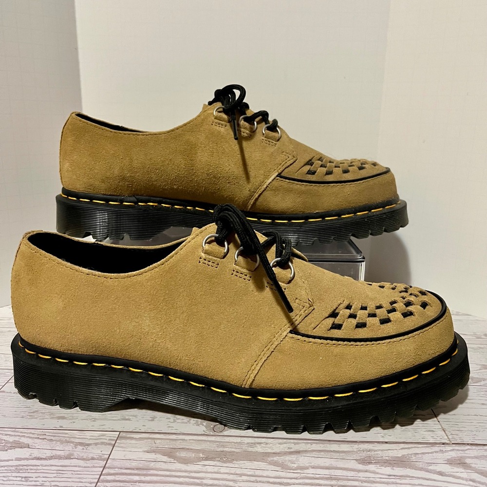 Dr Martens Ramsey Creeper Men 12 Savannah Tan EH Suede Woven Toe Lug Sole Shoe